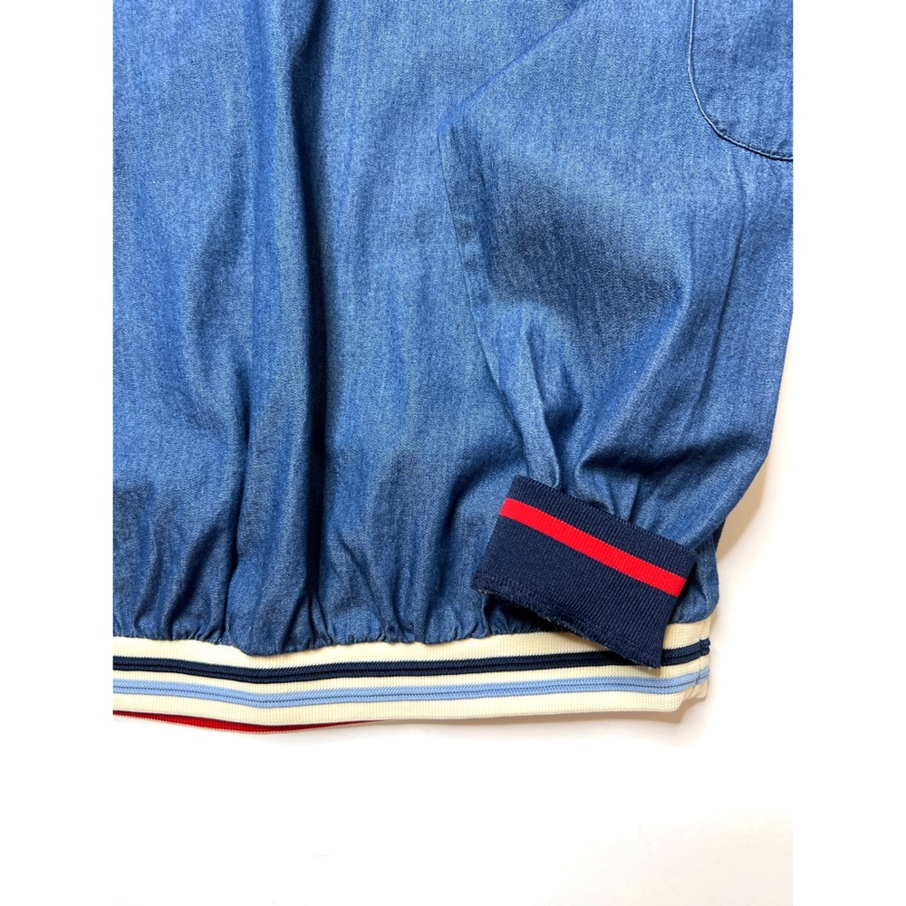 ZARA Trafaluc denimwear Denim Long Sleeve Back Buttons Cropped Top Sz M - Picture 7 of 12